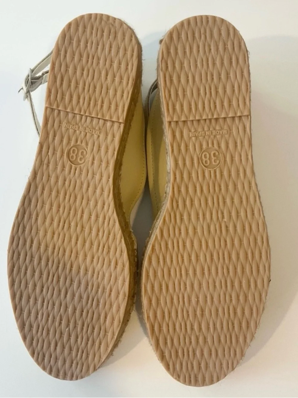 Free People Cream Mason Ballet Espadrille Flats with Ankle Strap - Size: US 7.5